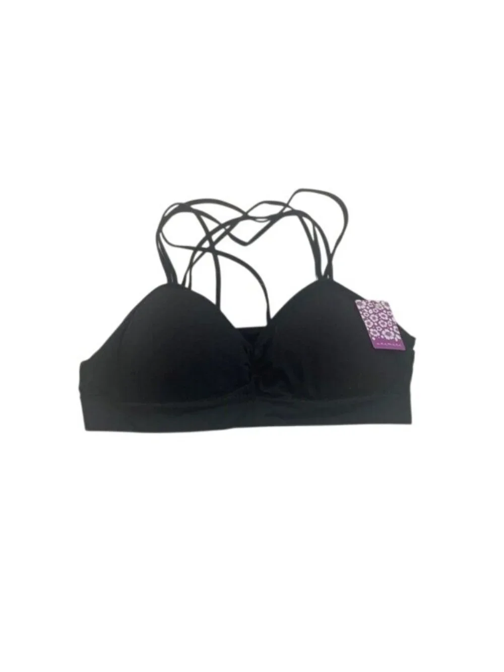 Anemone Black Strappy Bralette With Crisscross Strap Detail